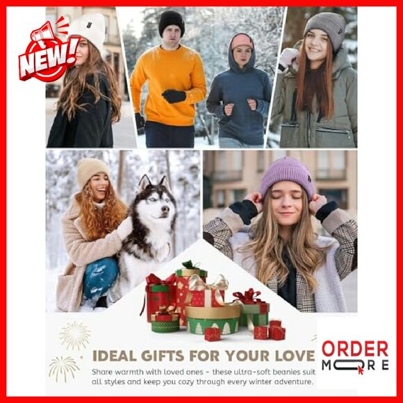 Satin Lined Winter Beanies 3-Pack, Warm Cable Knit Skull Caps - Picture 8 of 8